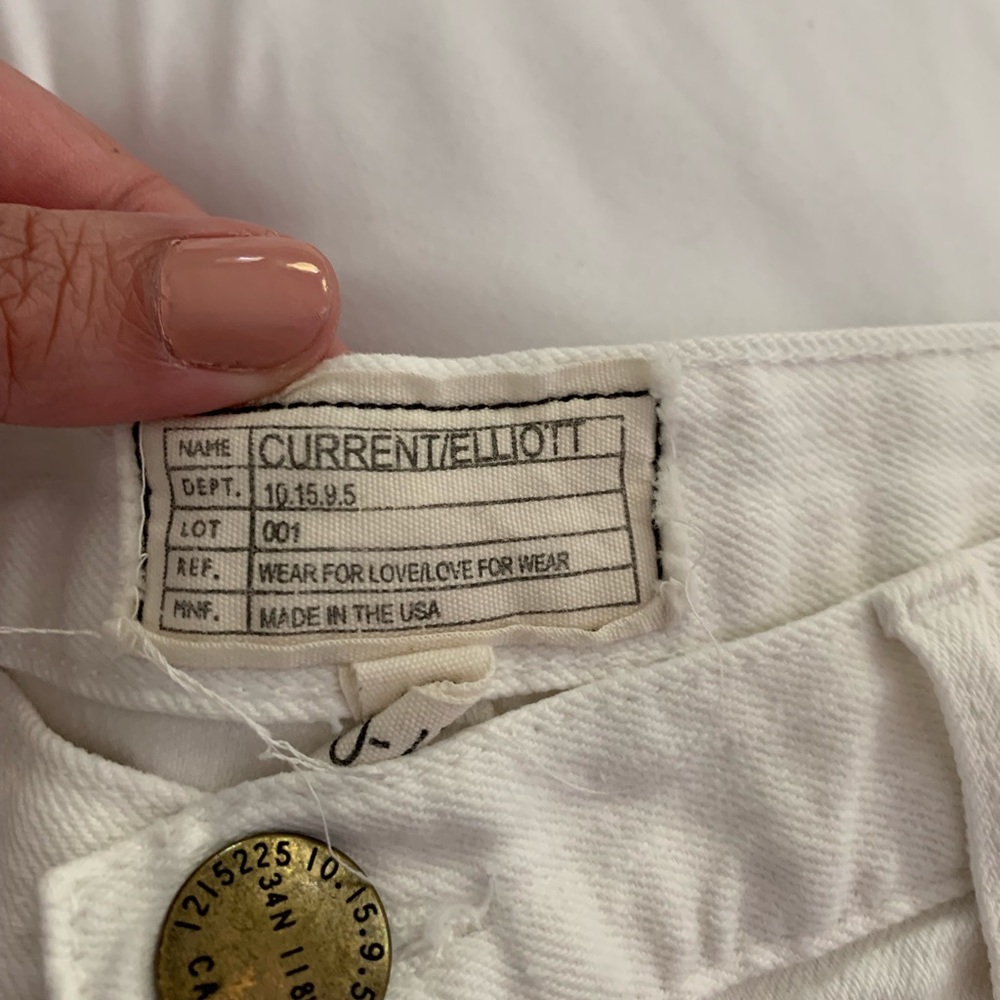 White denim current Elliot shorts
